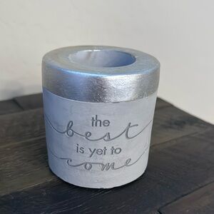 Ceramic decorative candle tea light holder grey with silver paint enamel.